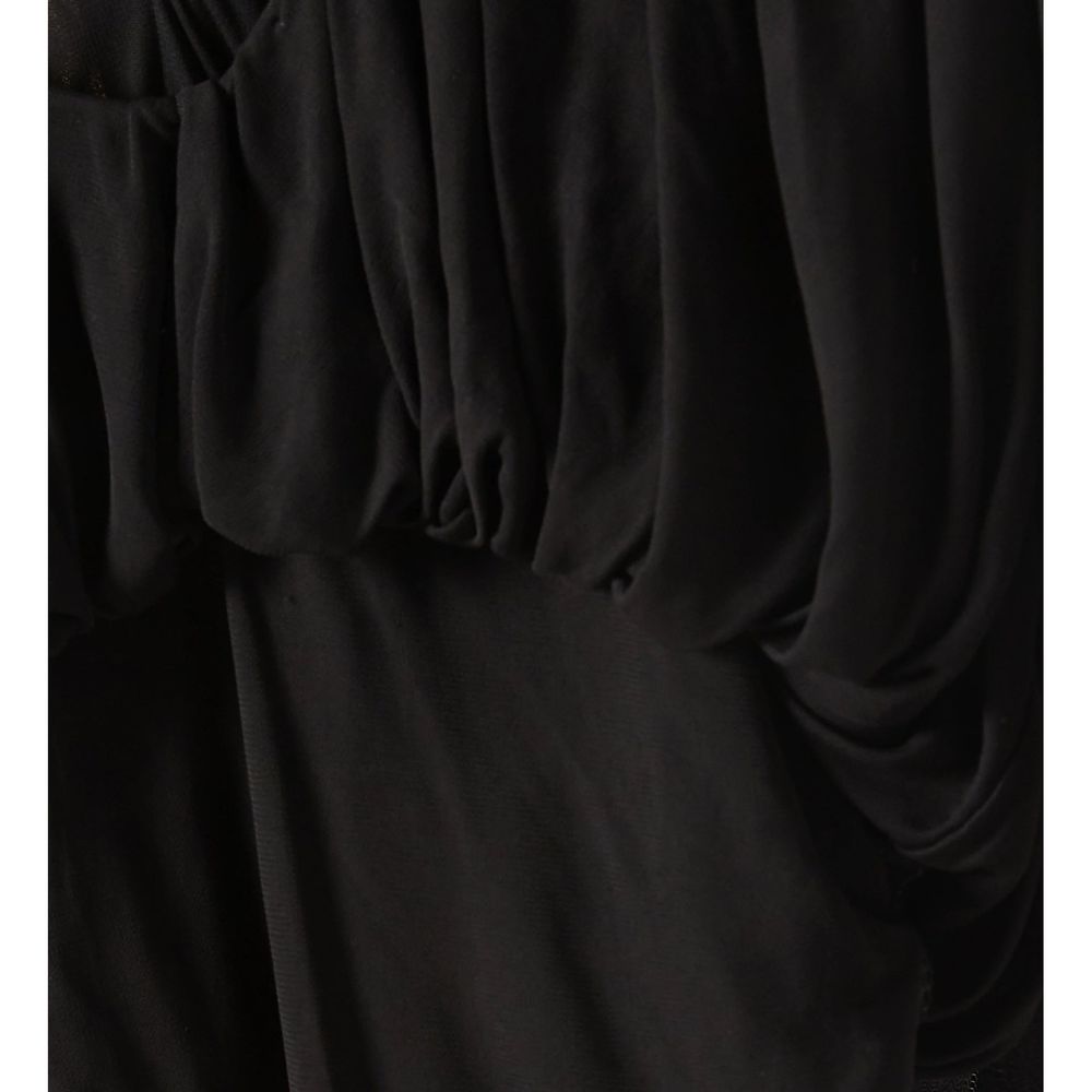 Schwarzes synthetisches Cocktailkleid mit V-Ausschnitt