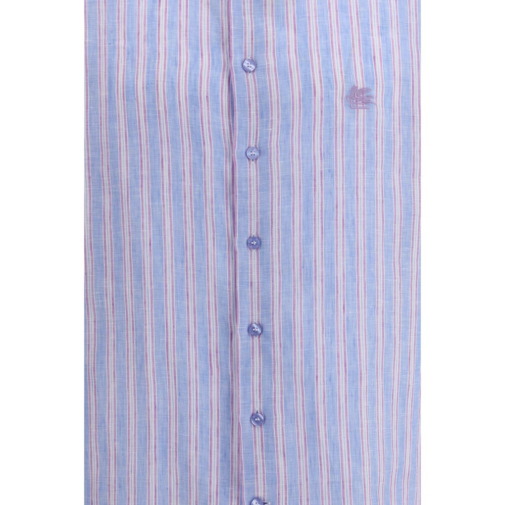 Multicolor Linen Shirt with Striped Pattern