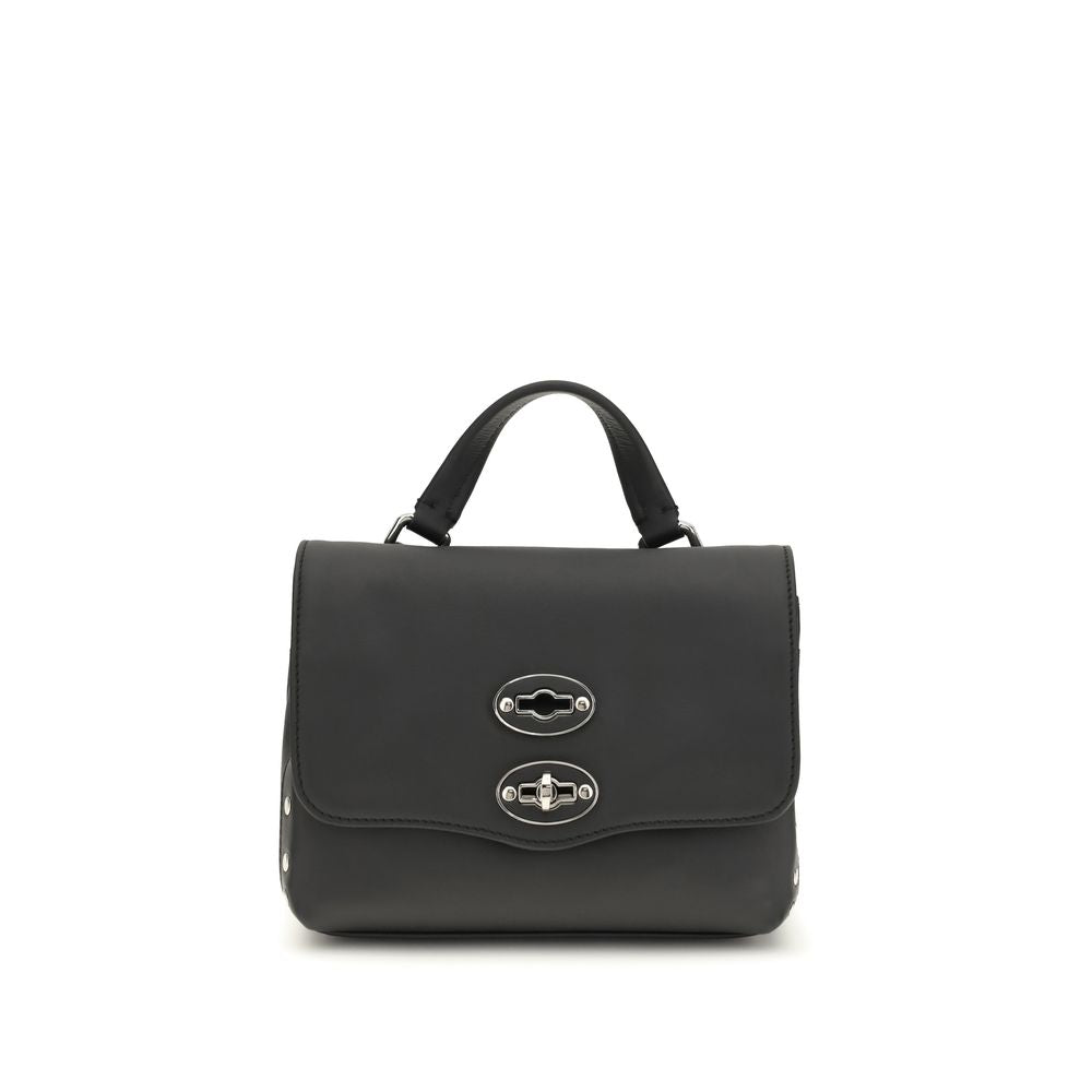 Schwarze Saeta Babyhandtasche aus Leder mit Drehverschluss