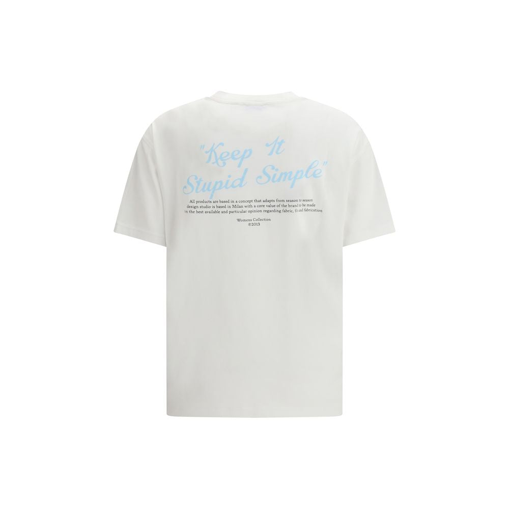 White Cotton T-Shirt with Kiss Quote Print