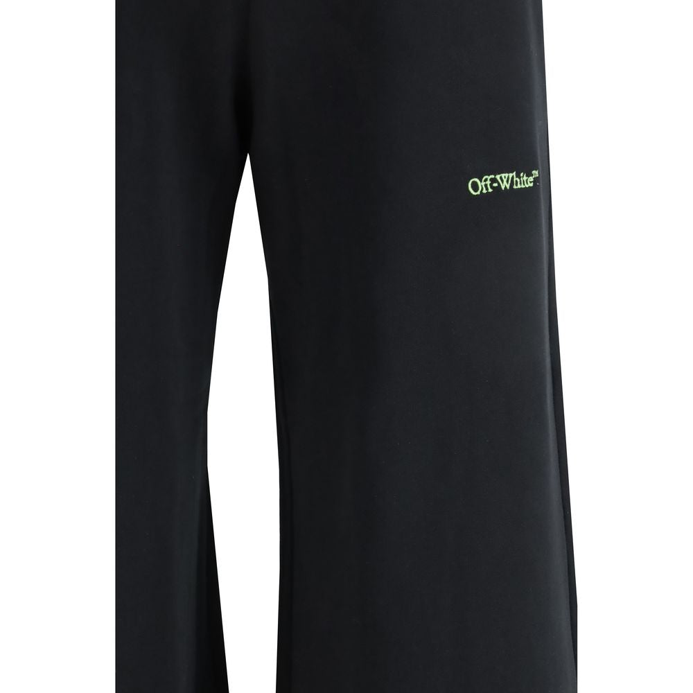 Black Cotton Sweatpants with Embroidery Detail