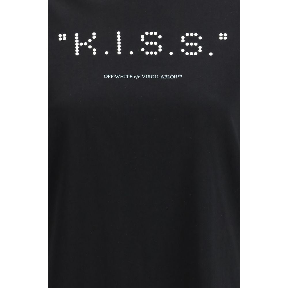 Black Cotton T-Shirt with Kiss Quote Print by Off-White