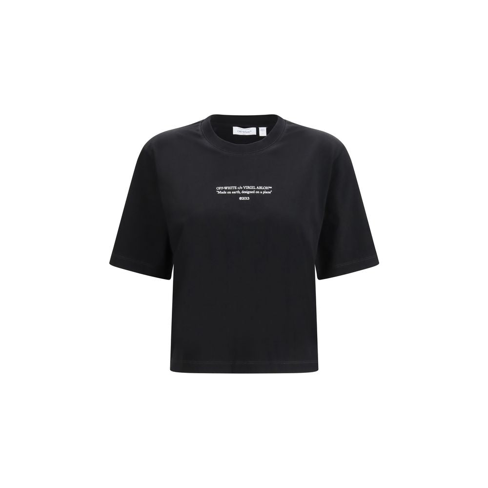 Schwarzes Baumwoll-T-Shirt mit dezentem Logo-Druck