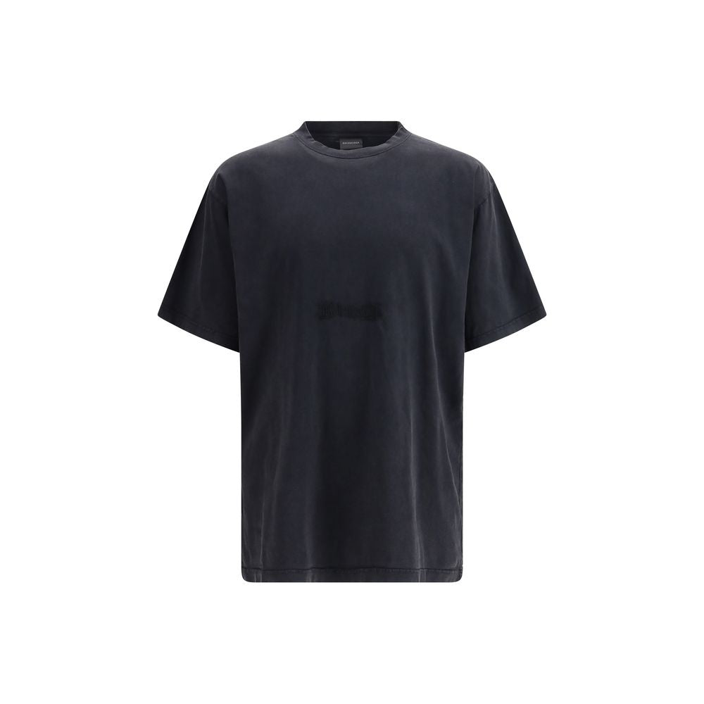 Blaues Baumwoll-T-Shirt mit verdrehtem Detail von Balenciaga