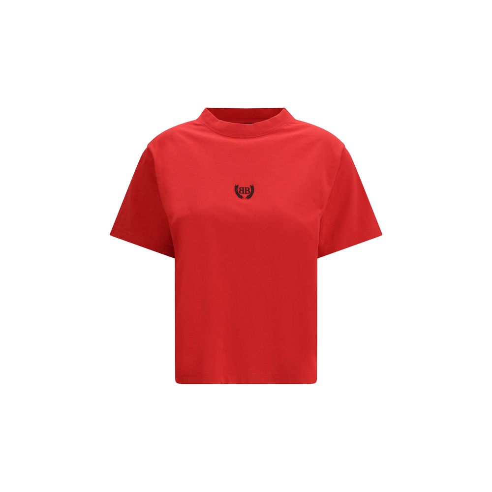 Multicolor Cotton T-Shirt with Laurel Embroidery