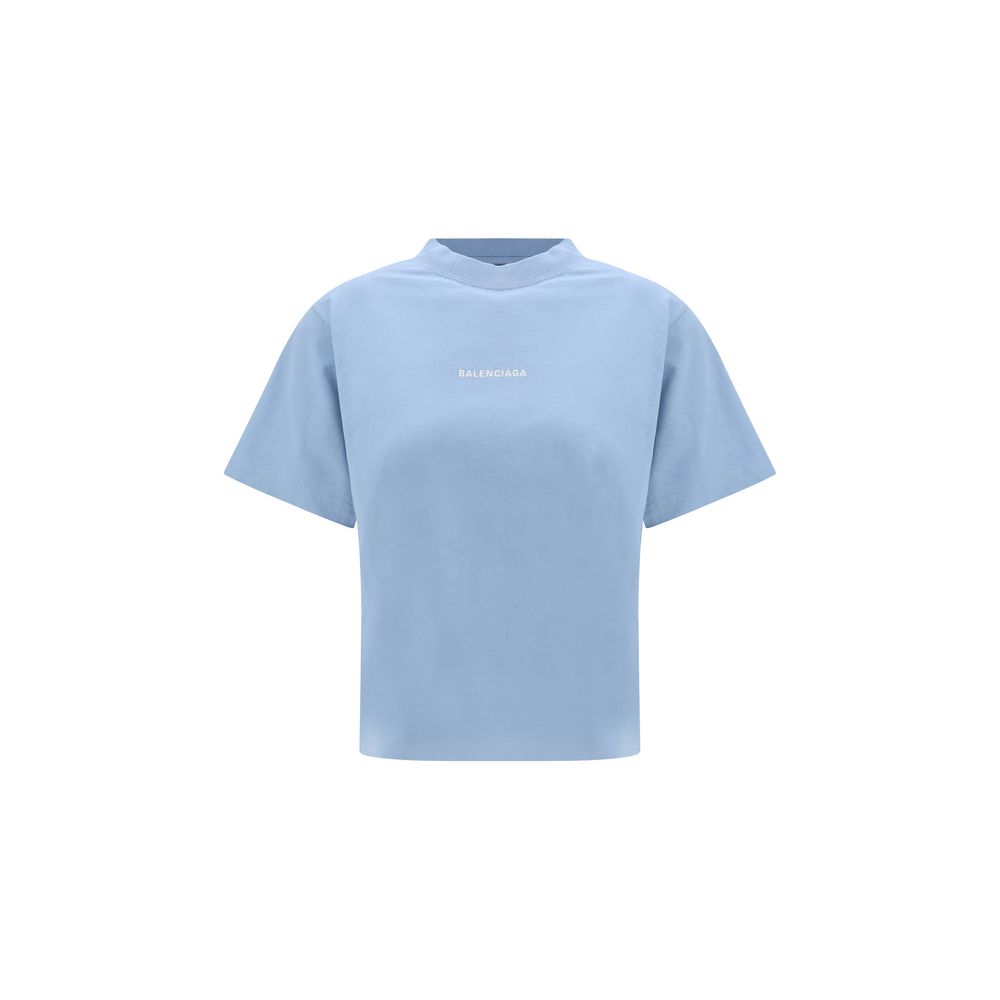 Blaues Baumwoll-T-Shirt mit Balenciaga-Logo