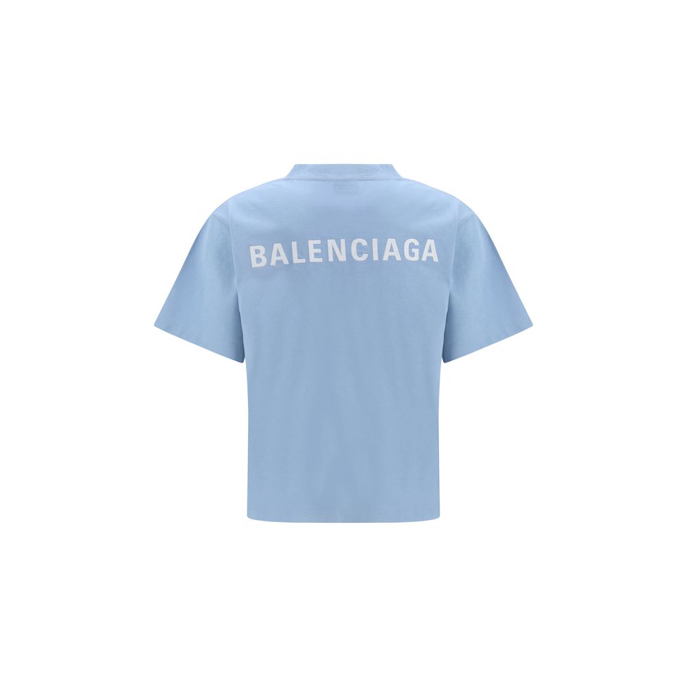 Blaues Baumwoll-T-Shirt mit Balenciaga-Logo