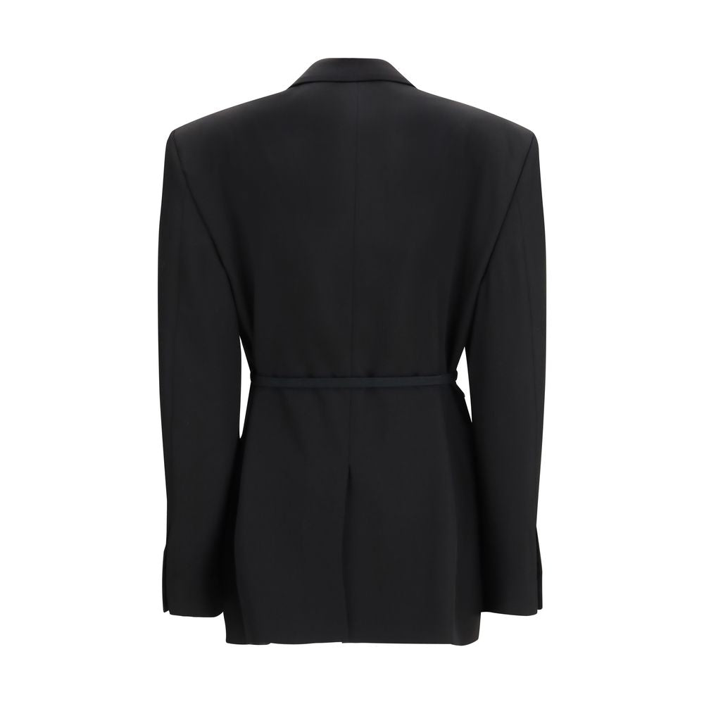 Schwarze Wolljacke mit Tunnelzug an der Taille von Balenciaga