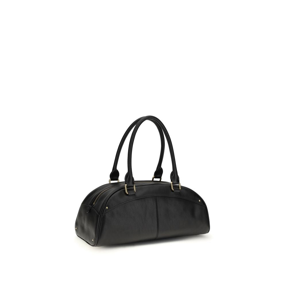 Black Leather Bowling Handbag with Gold Charm by Chloé