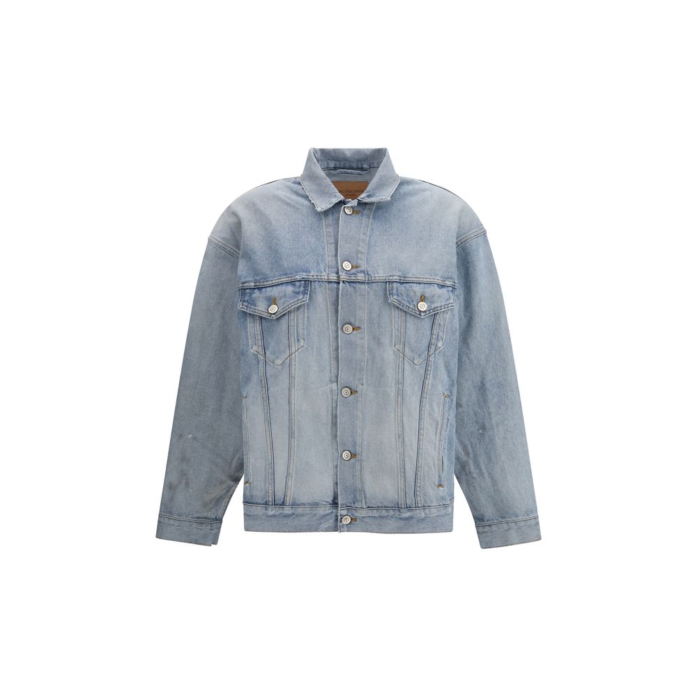 Blaue Balenciaga Jeansjacke aus Baumwolle in Oversize-Passform