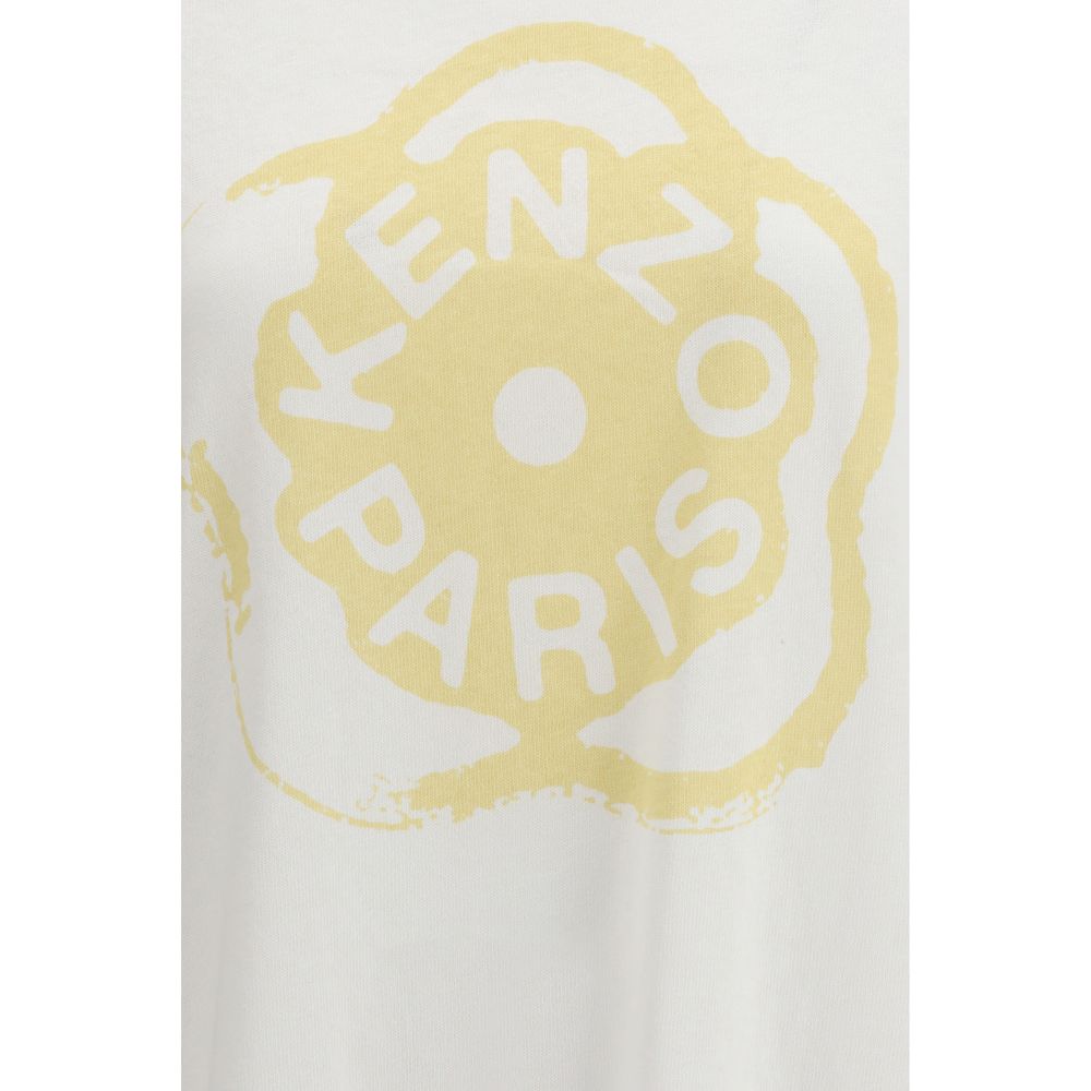 White Cotton T-Shirt with Boke Flower Logo by Kenzo