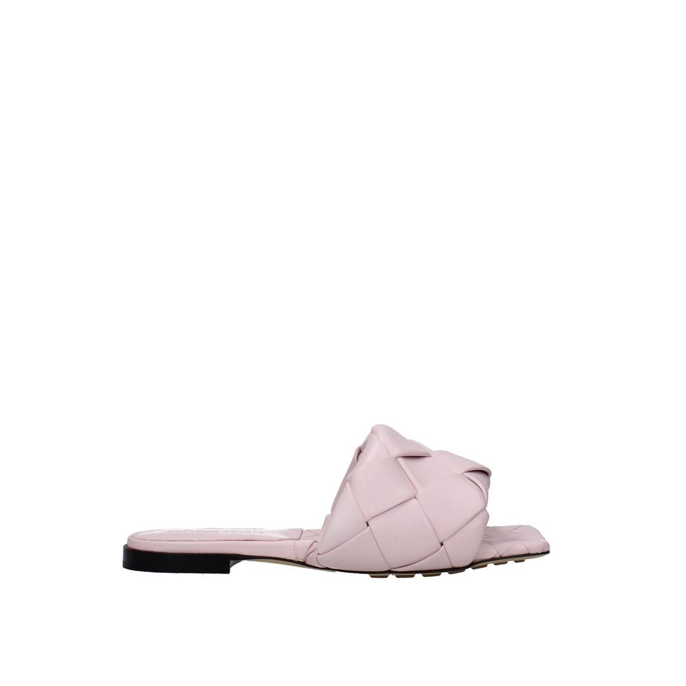Multicolor Leather Flat Sandals with Square Toe