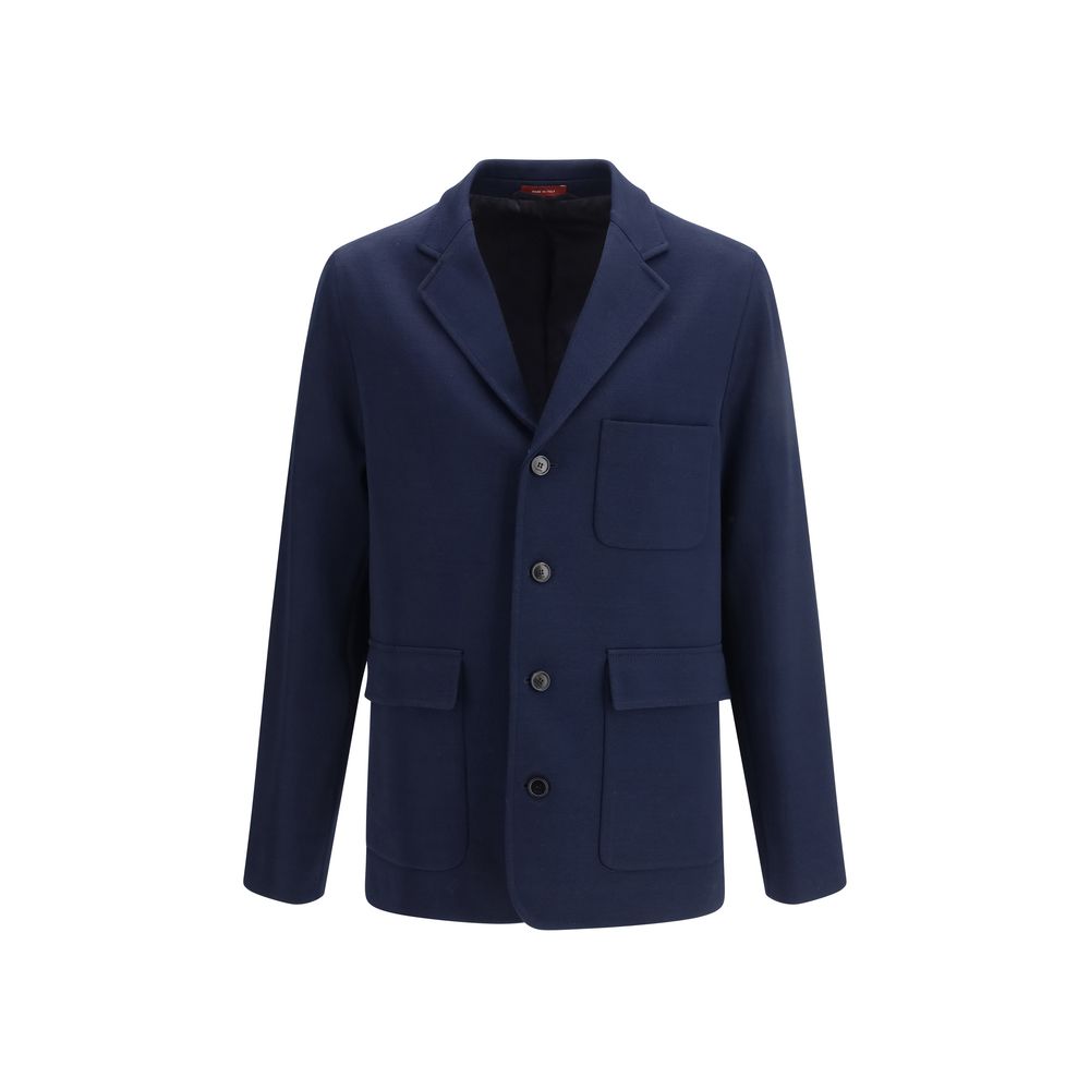 Blaue Baumwolljacke mit klassischem Schnitt