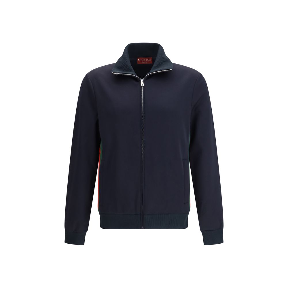 Blue Synthetic Shell Jacket with Zip-Up Design
