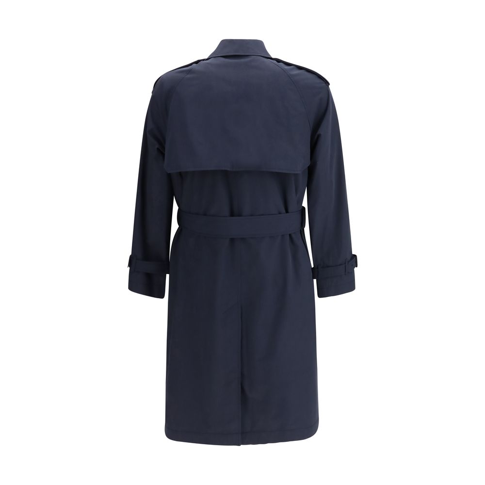 Blauer synthetischer Trenchcoat mit Gürtel von Burberry