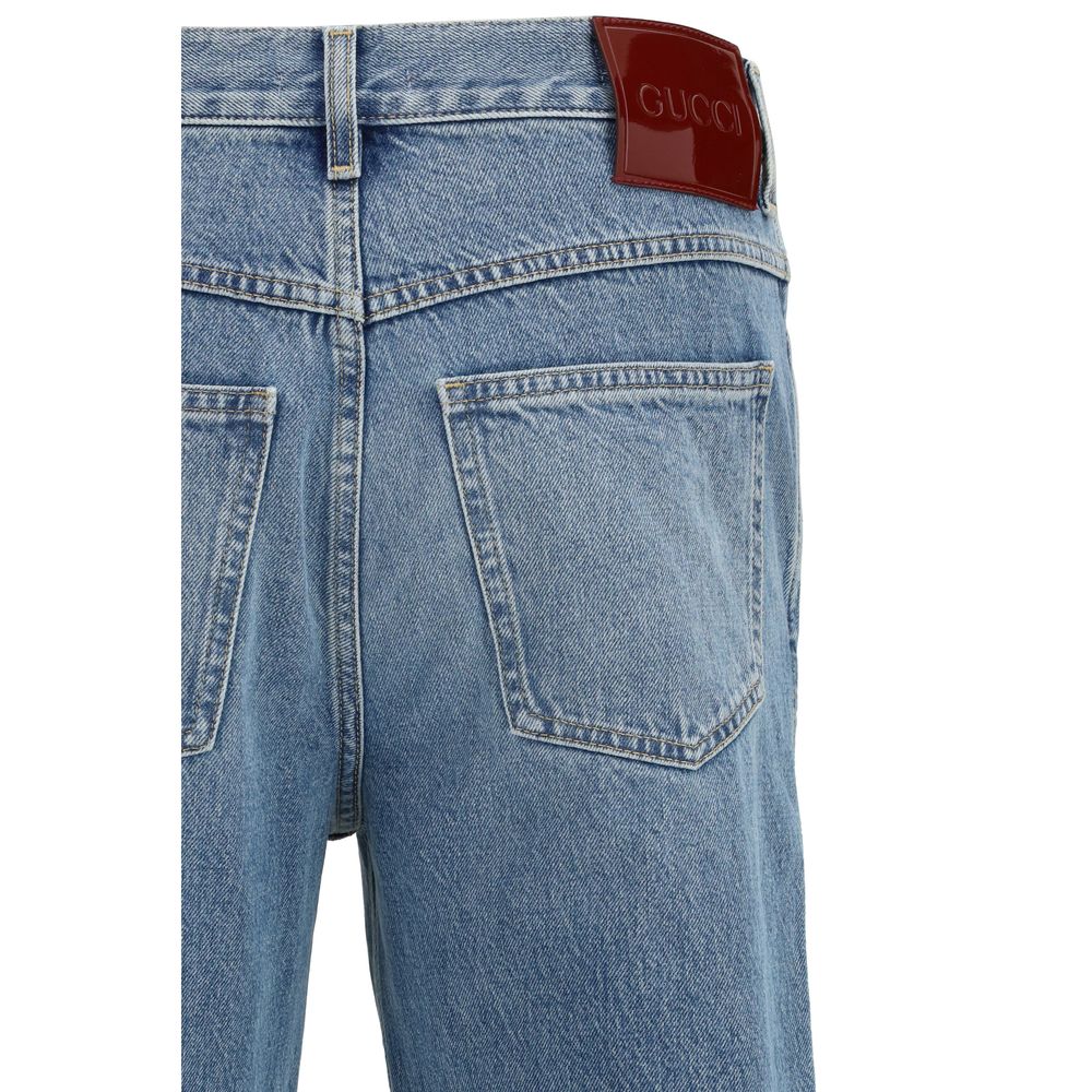 Jean slim en coton bleu Gucci