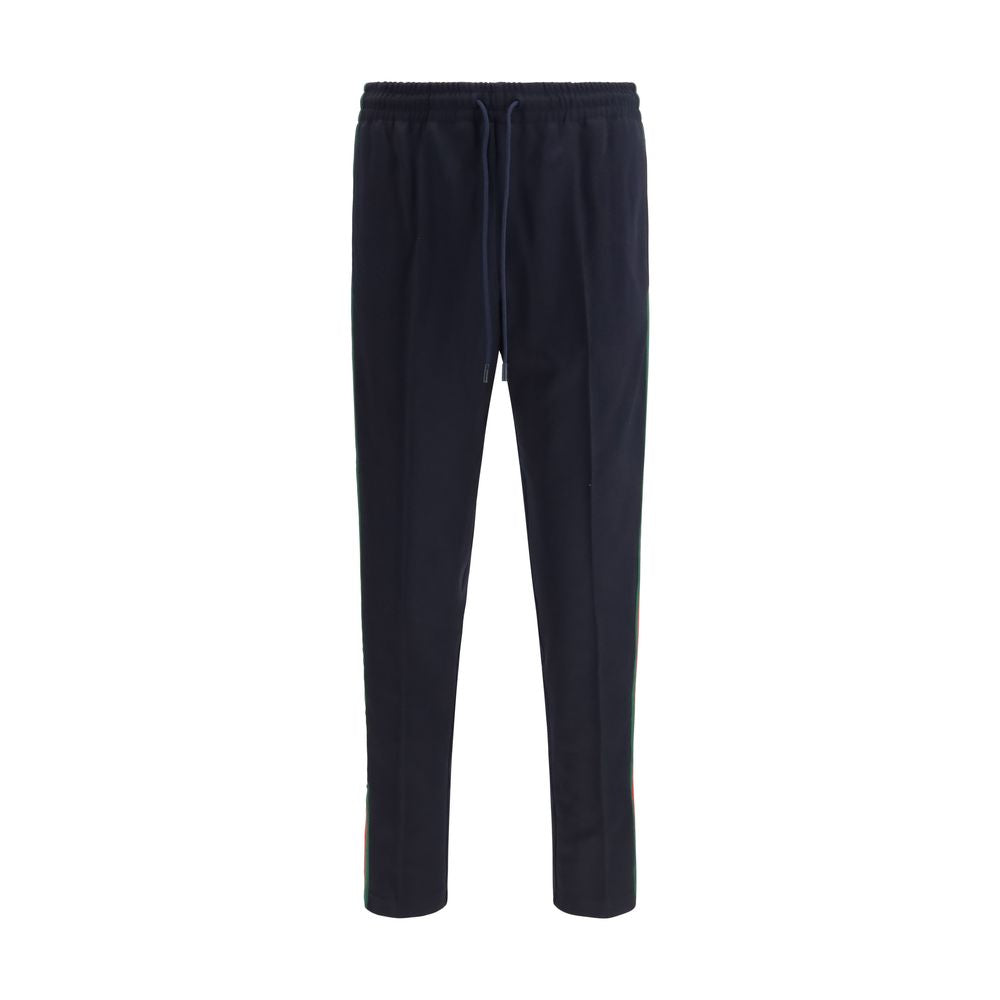 Blue Synthetic Athletic Pants with Web Tape Inserts