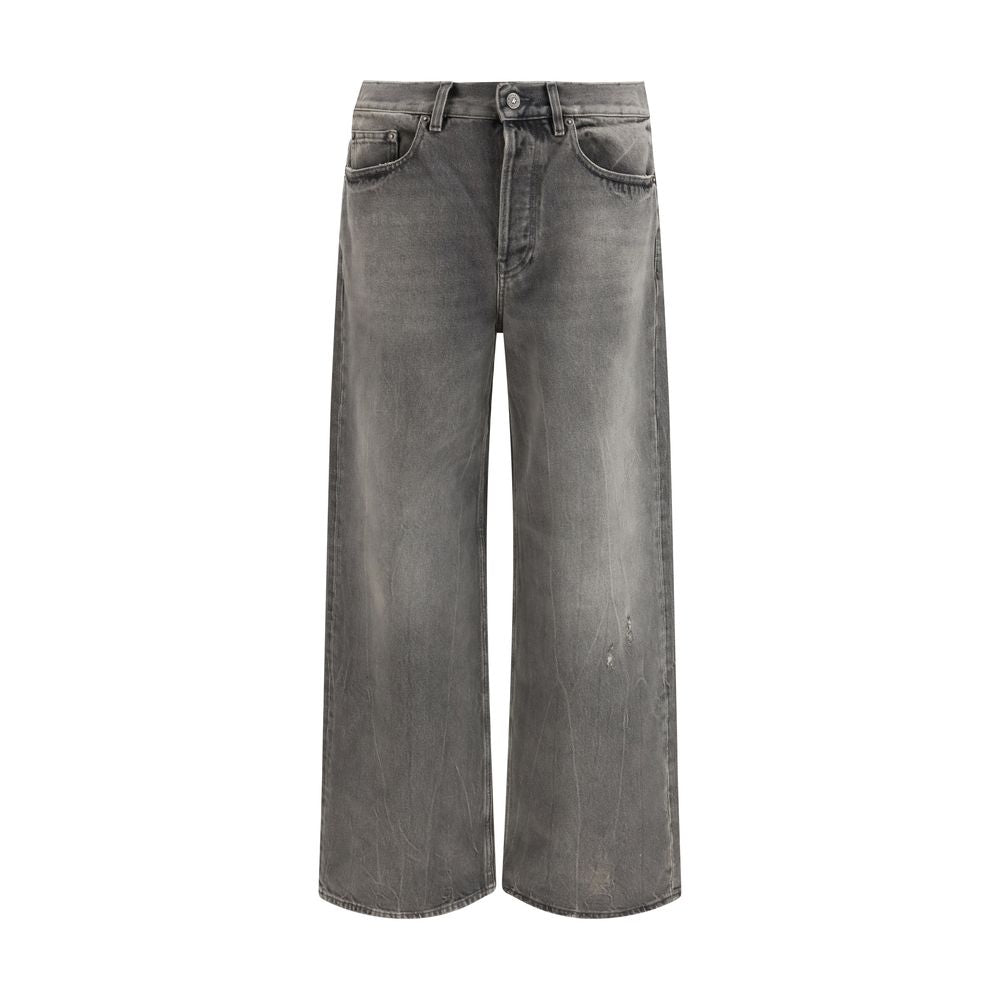 Gray Cotton Oversize Relaxed Fit Jeans