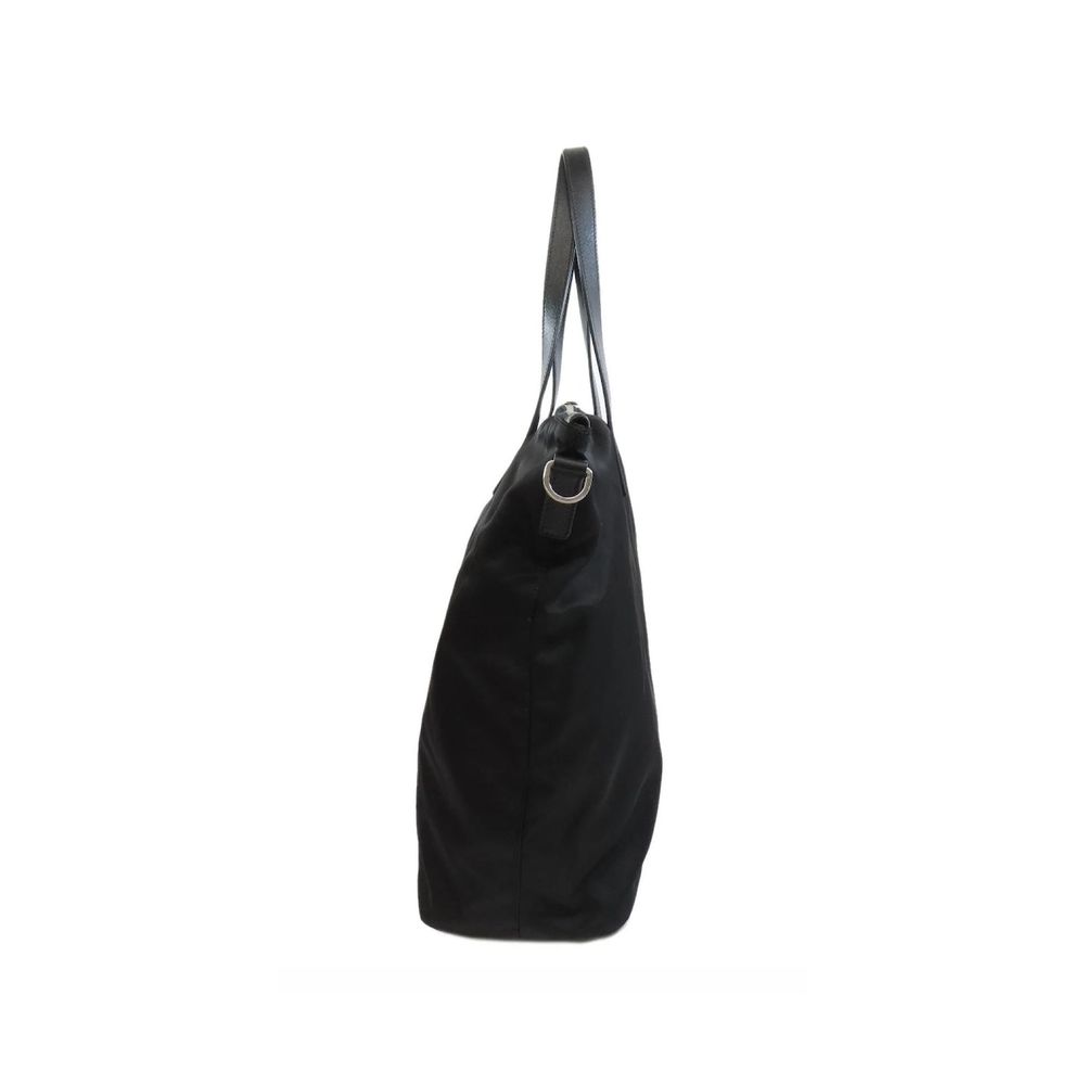 Black Synthetic Tote Bag with Removable Strap