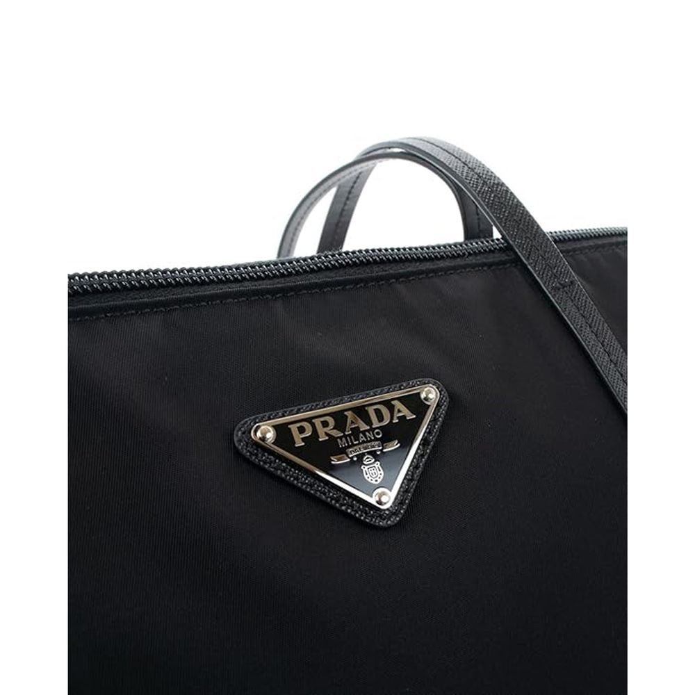 Black Synthetic Tote Bag with Removable Strap