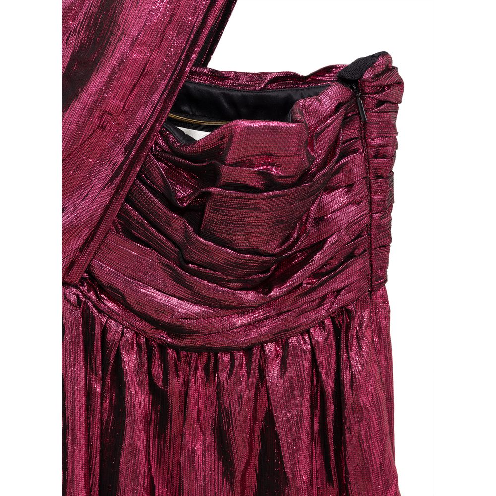Fuchsia Synthetic Mini Dress with Halter Neckline