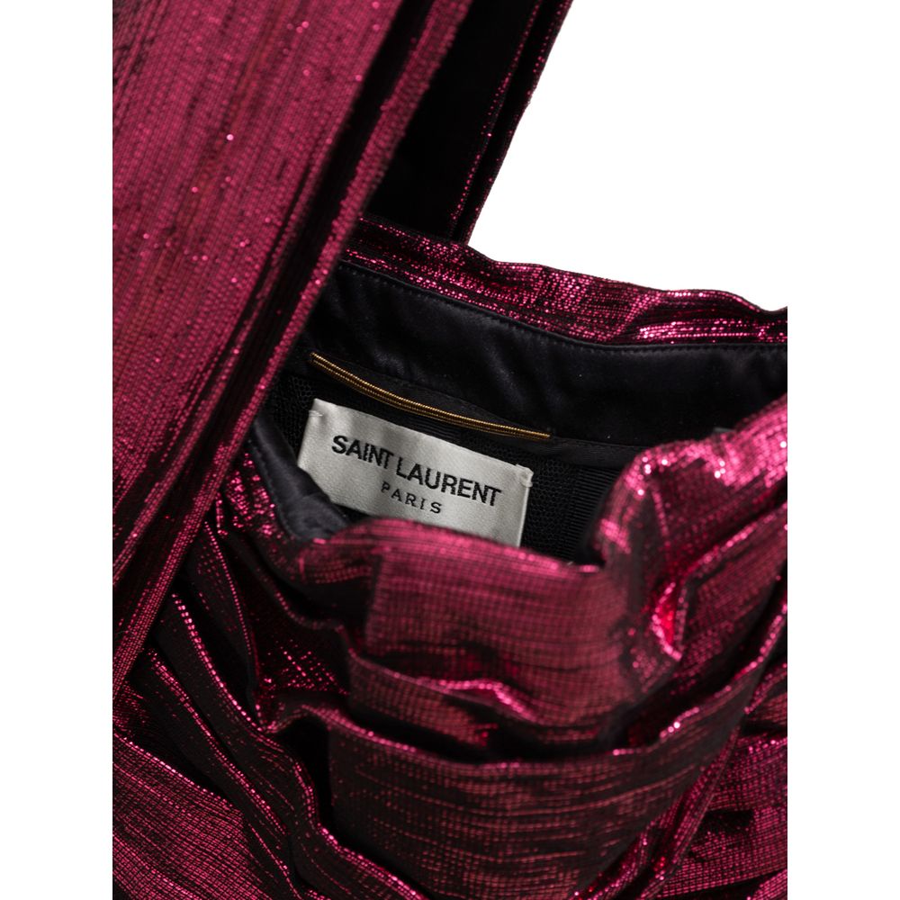 Fuchsia Synthetic Mini Dress with Halter Neckline