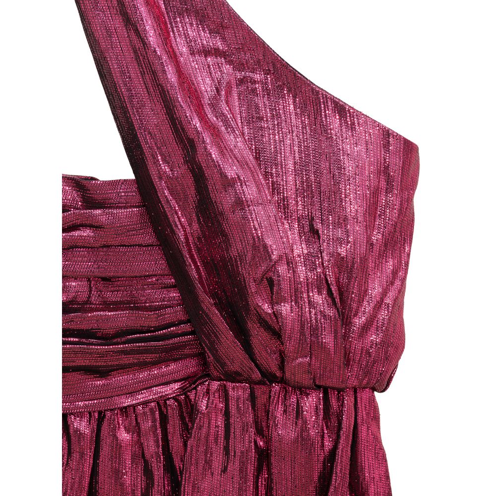 Fuchsia Synthetic Mini Dress with Halter Neckline