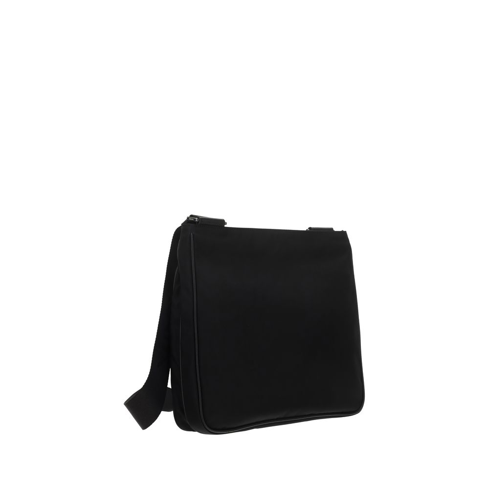 Black Synthetic Shoulder Bag with Adjustable Strap