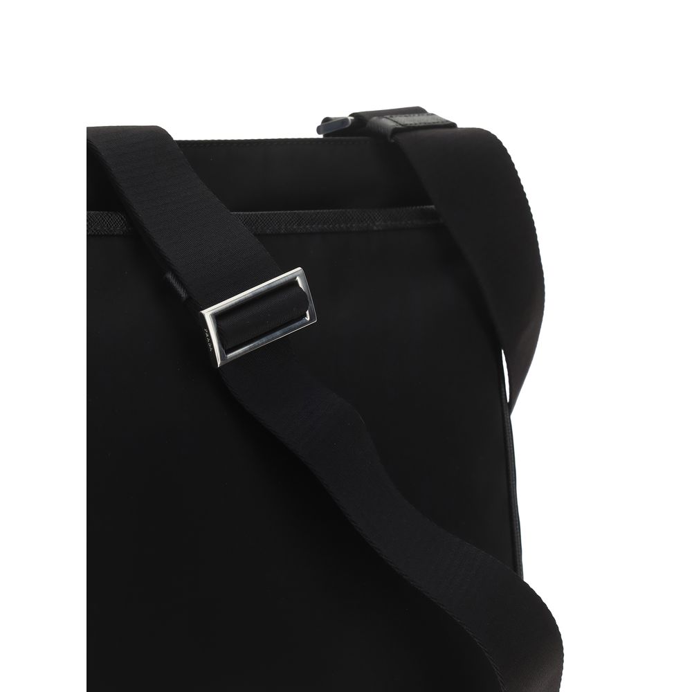 Black Synthetic Shoulder Bag with Adjustable Strap