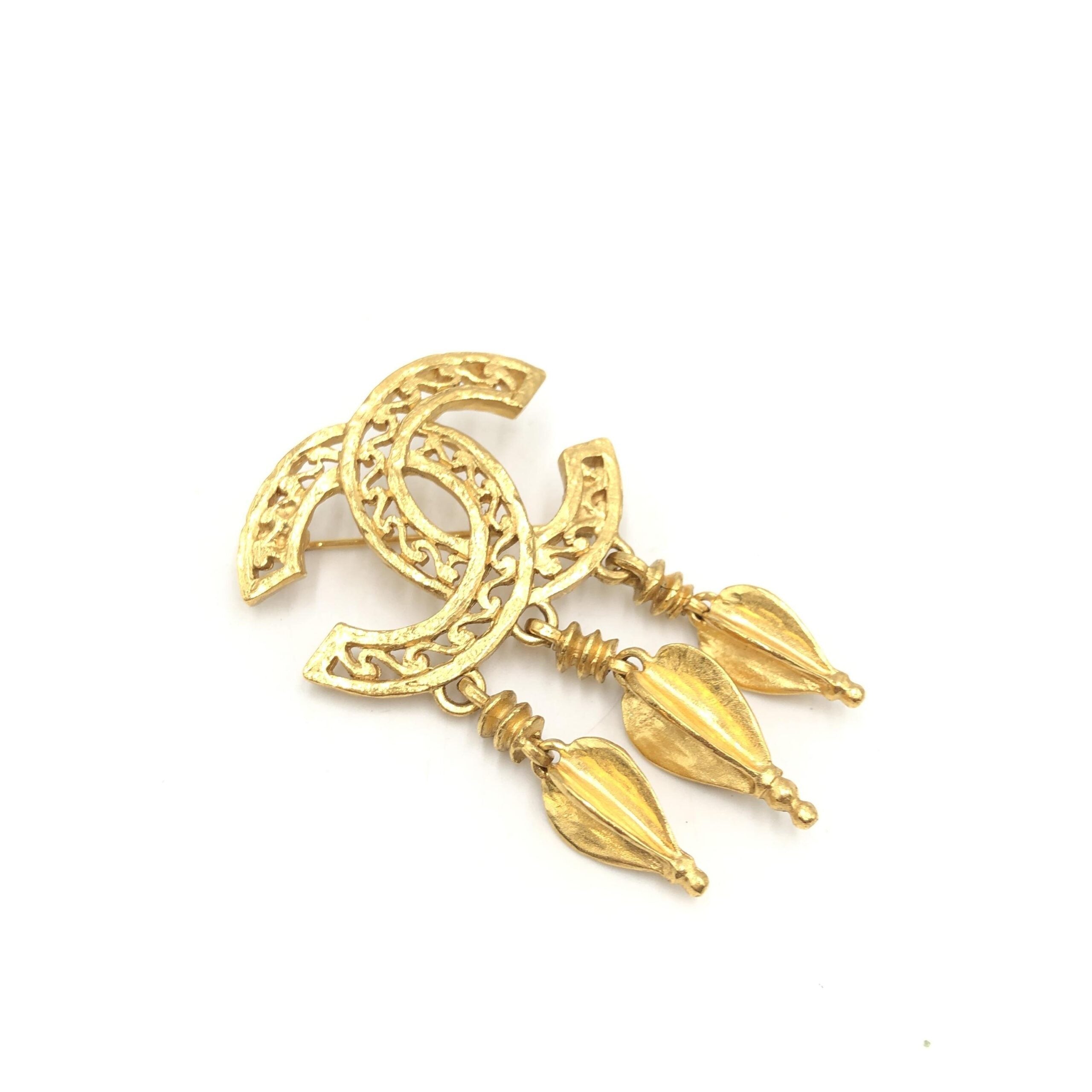 Gold Plated CC Logo Brooch