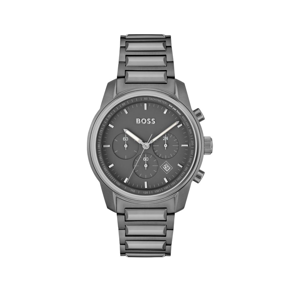 Gray Dress Watch with Chronograph and Date