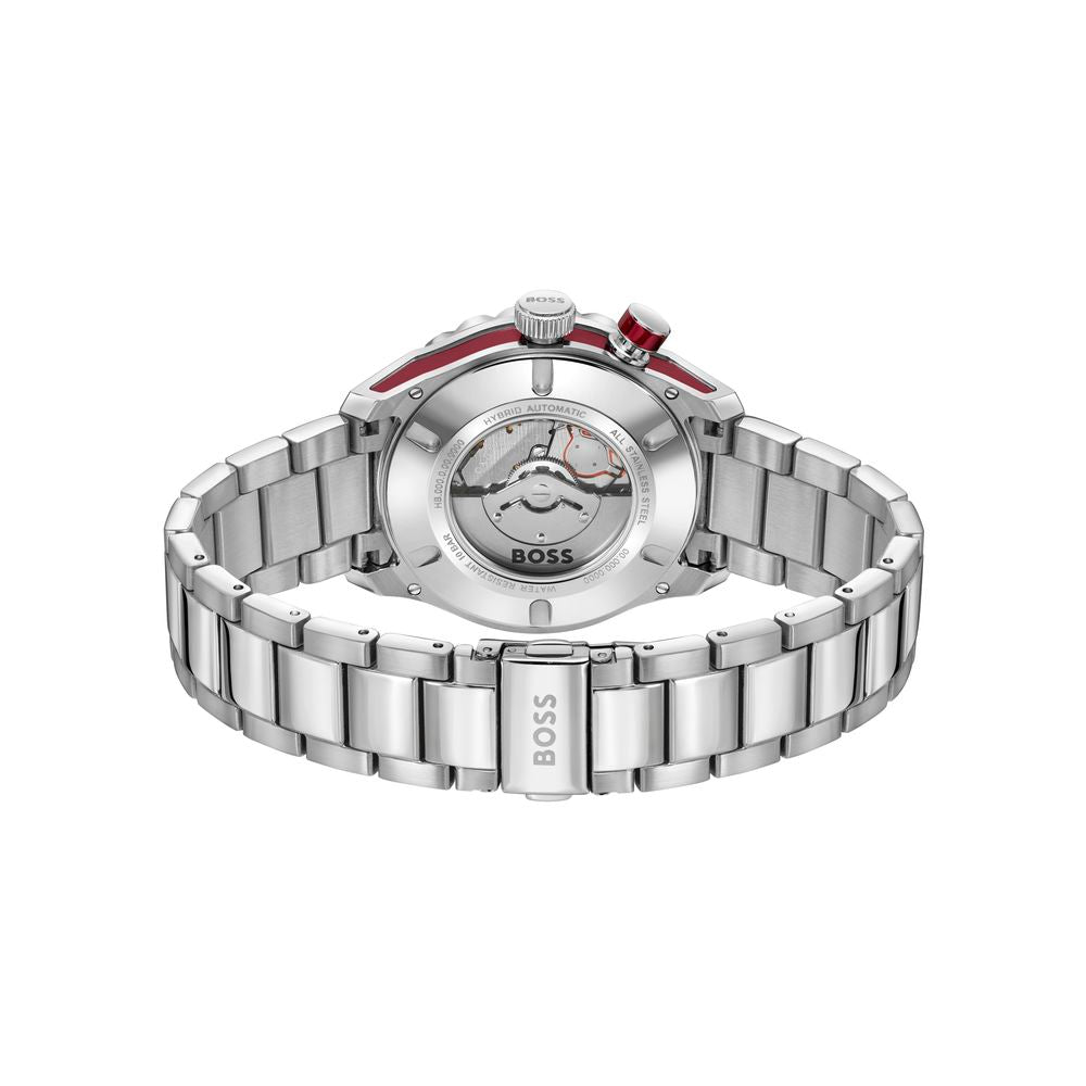 Gray Dress Watch with Red Dial