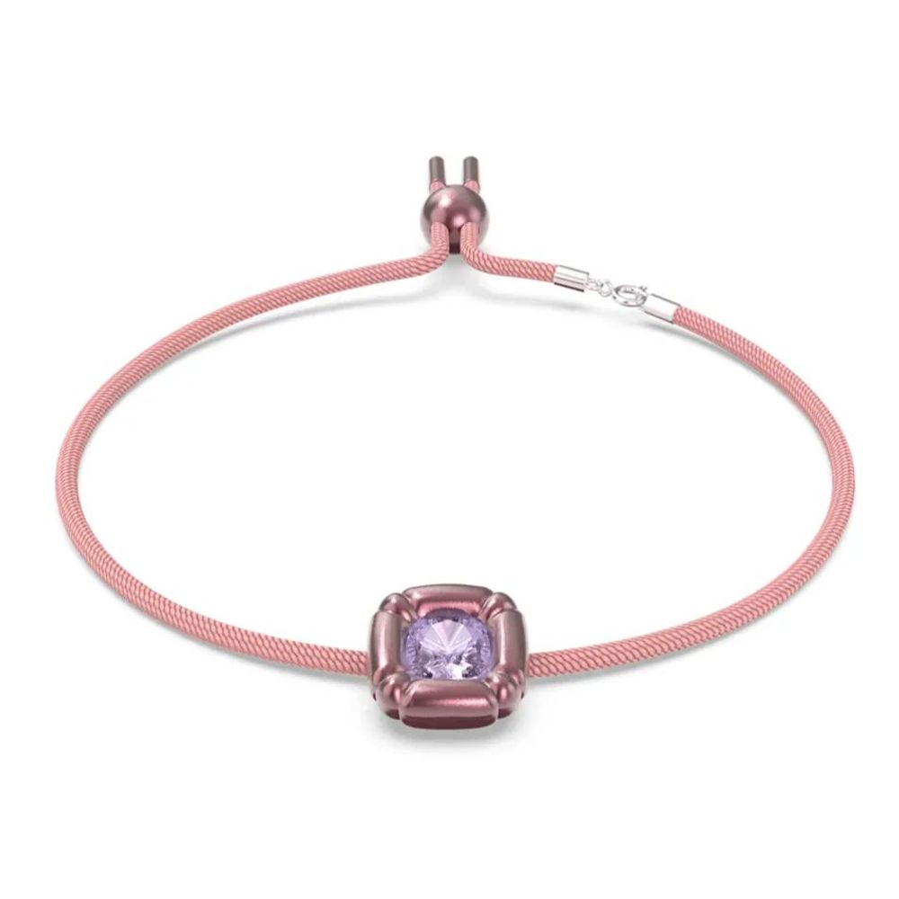 Pink Synthetic Necklace with Swarovski Crystals 45cm