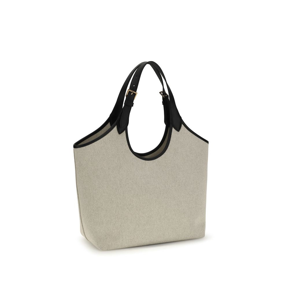 Beige Cotton Tote Bag with La Medusa Logo