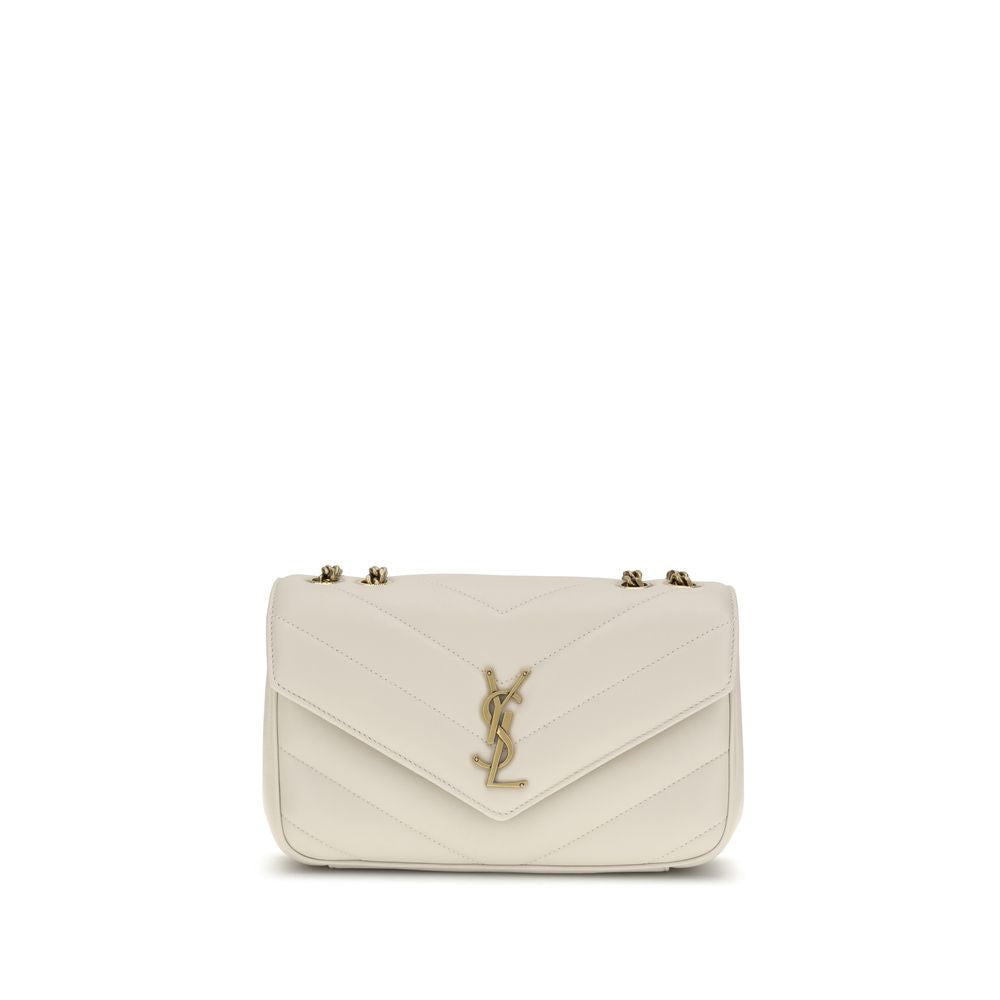 Beige LouLou Leather Shoulder Bag by Saint Laurent