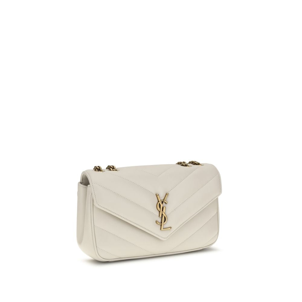 Beige LouLou Leather Shoulder Bag by Saint Laurent