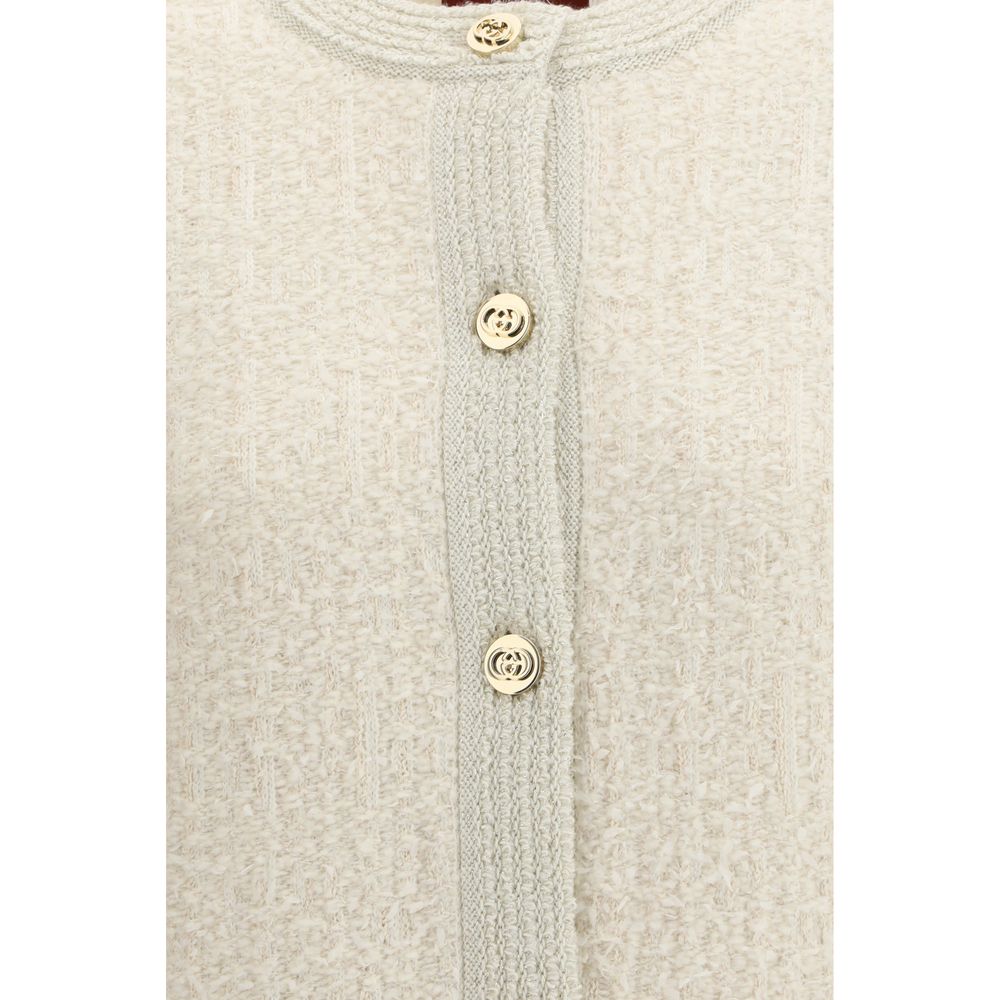 Beige Wool Cardigan with Iconic GG Cross Buttons