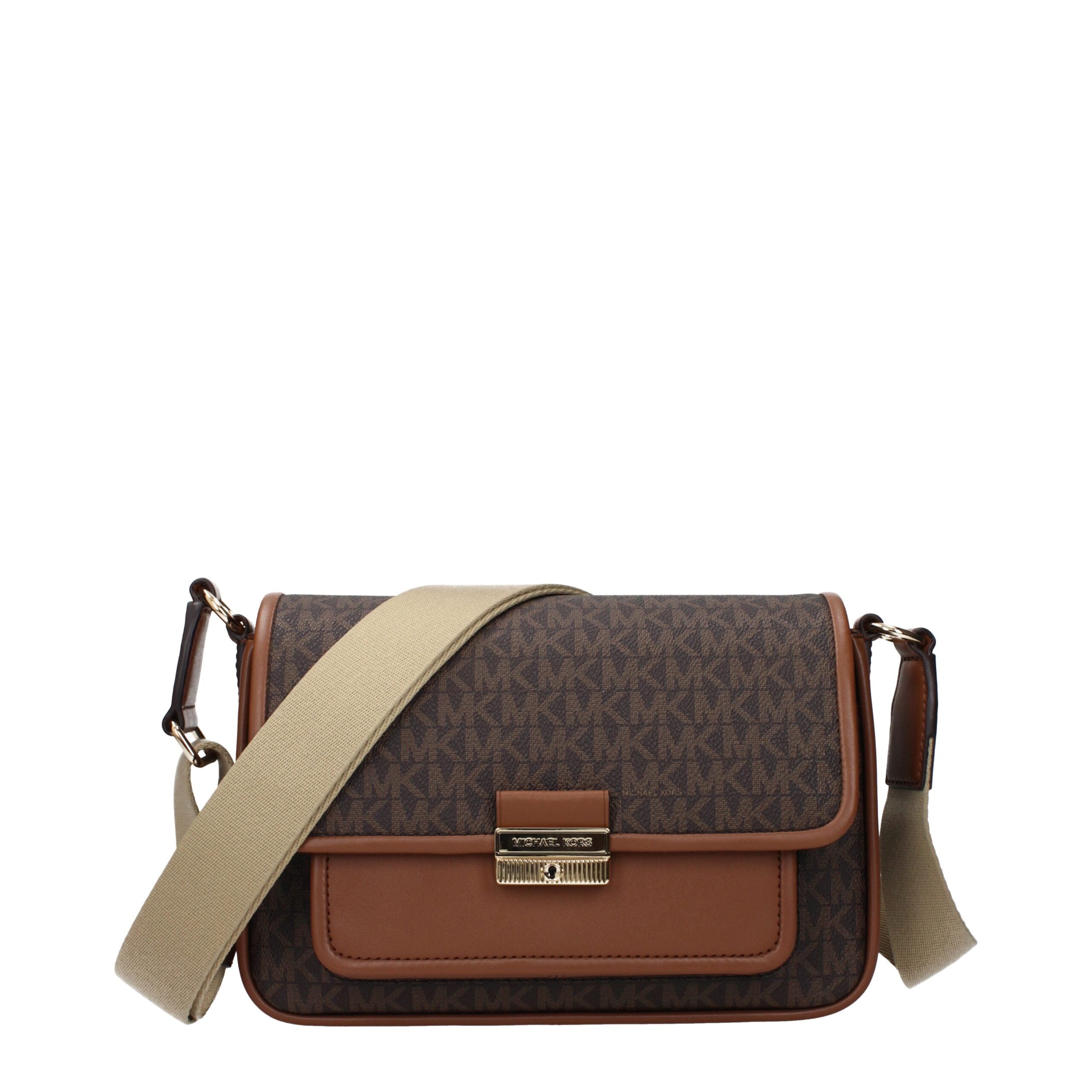 Brown Synthetic Crossbody Bag with Adjustable Strap