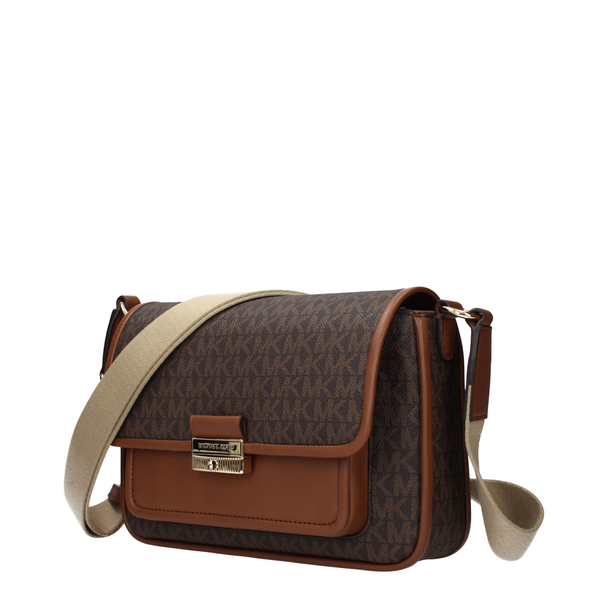 Brown Synthetic Crossbody Bag with Adjustable Strap