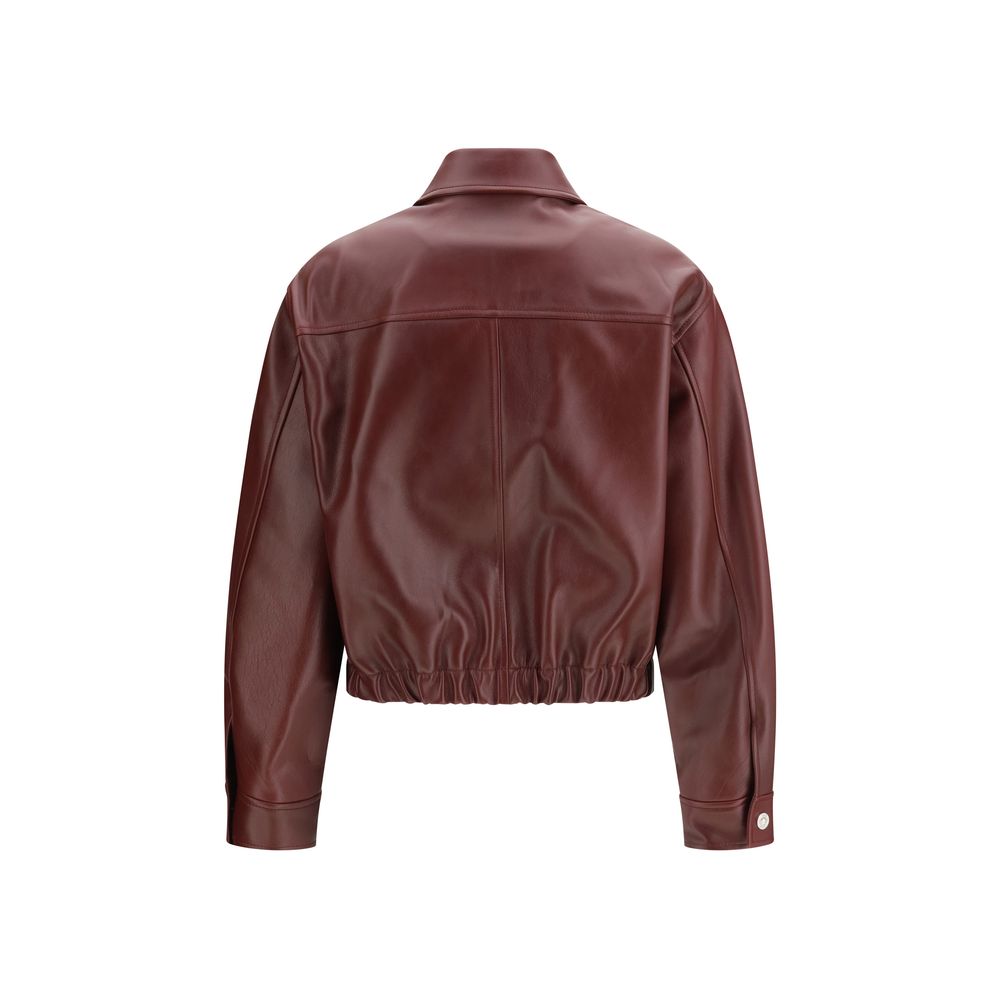 Bordeauxfarbene Lederjacke mit Medusa-Knöpfen