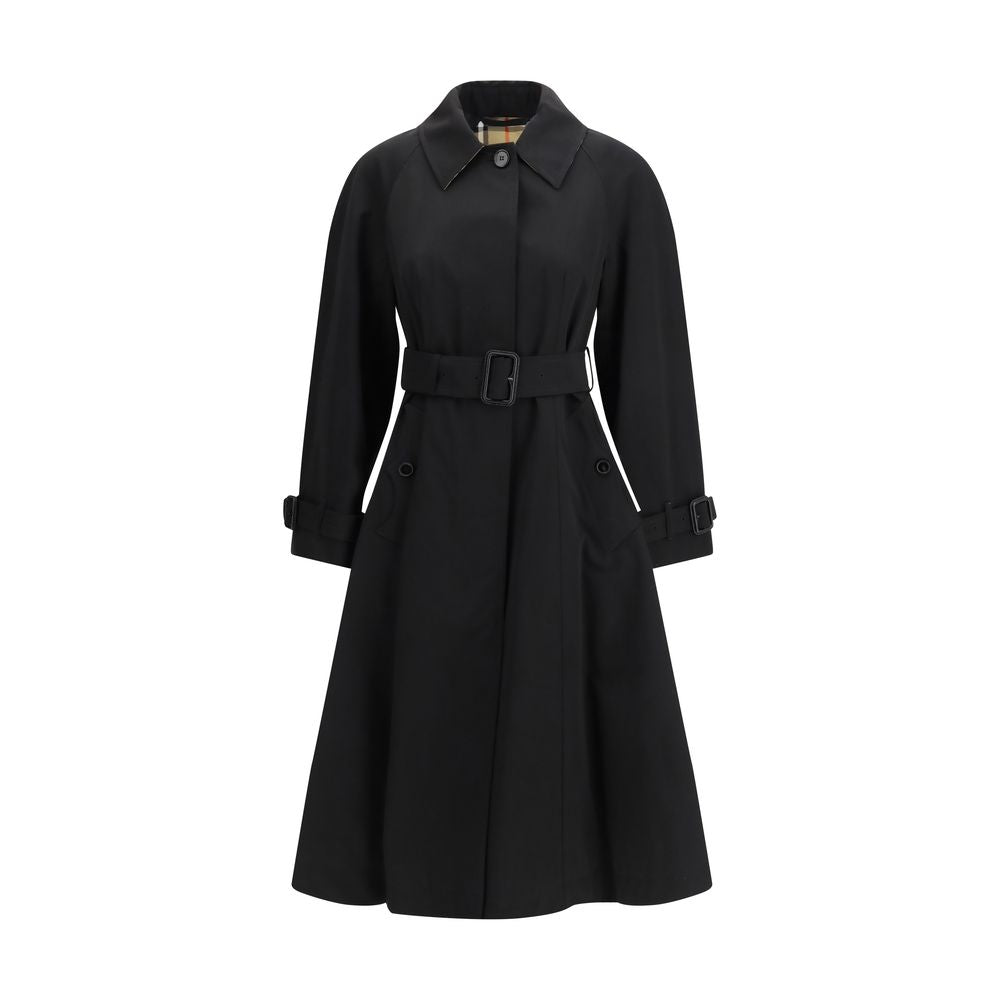 Schwarzer Baumwoll-Trenchcoat mit Gürtel von Burberry