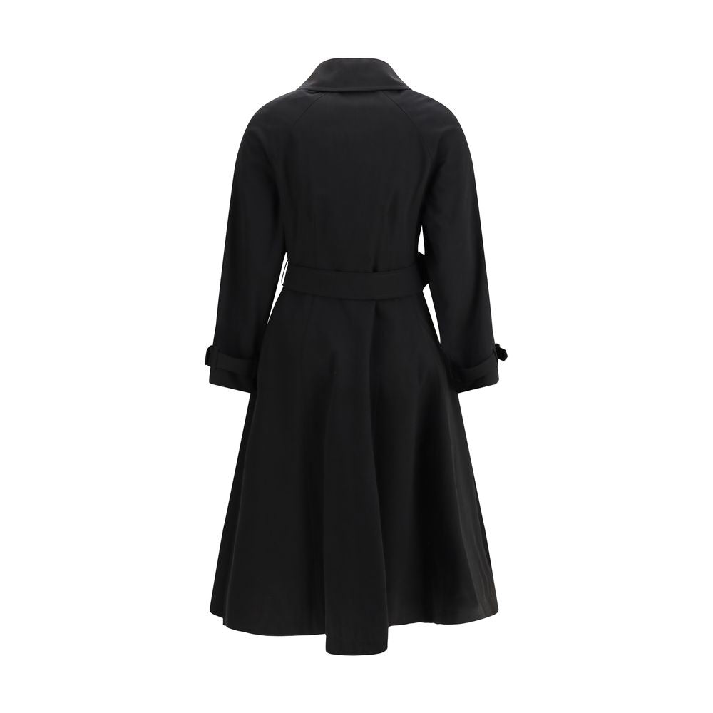 Schwarzer Baumwoll-Trenchcoat mit Gürtel von Burberry