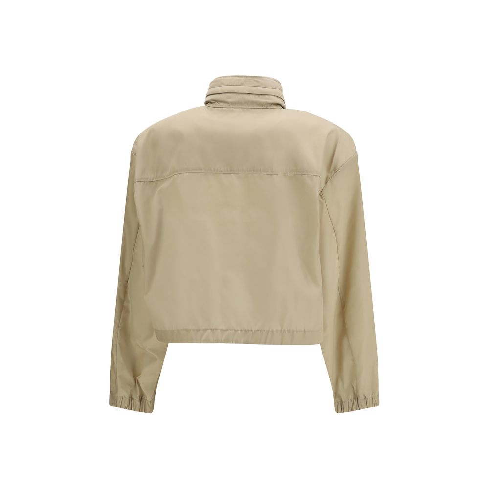 Beige synthetische Shell-Jacke mit Kapuze