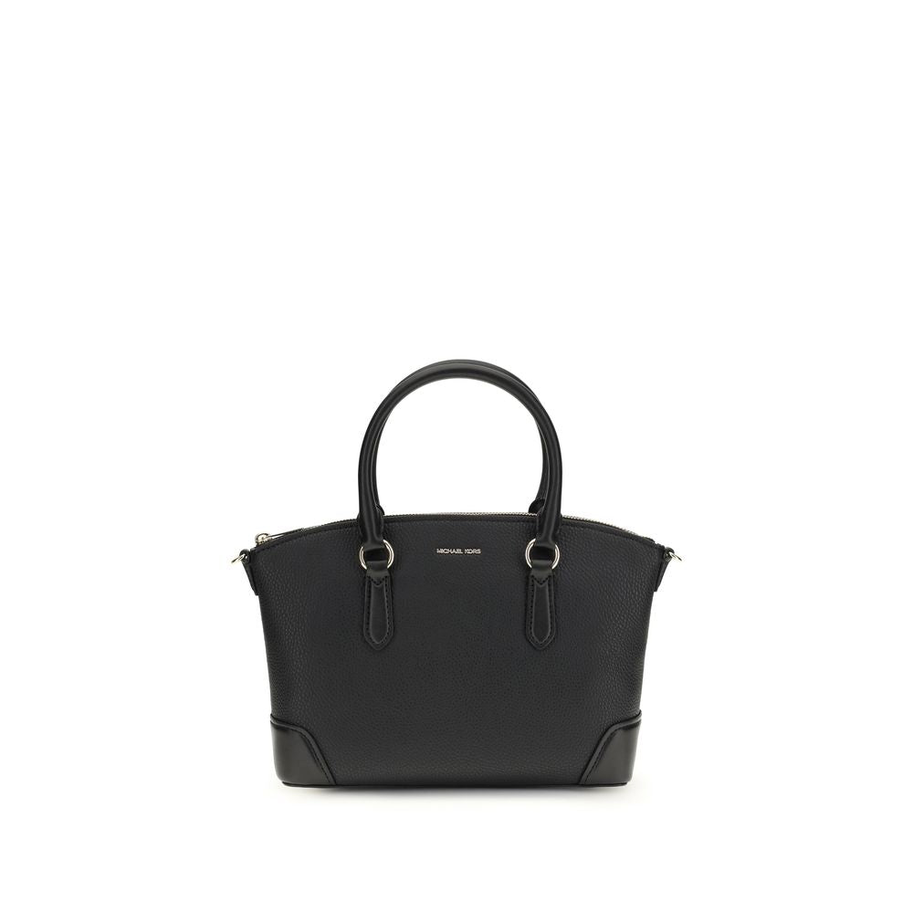 Black Leather Handbag with Rigid Handles