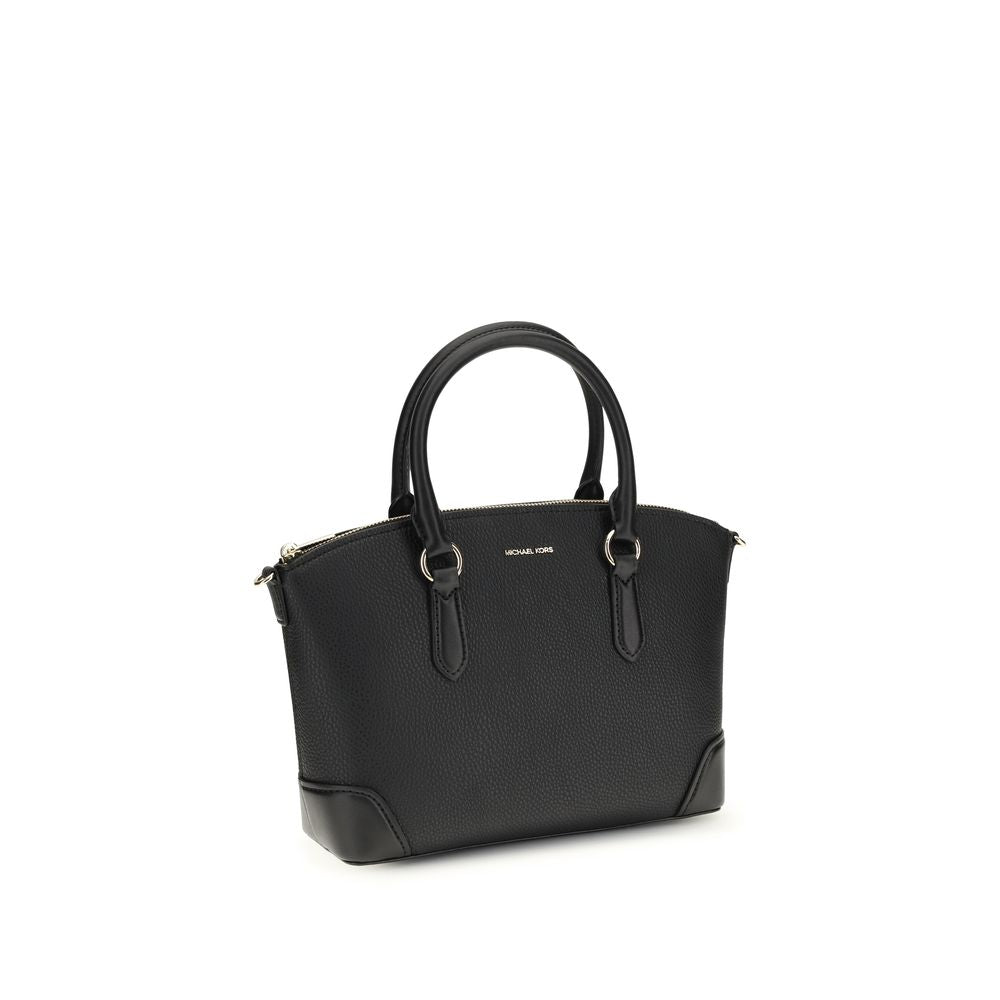Black Leather Handbag with Rigid Handles