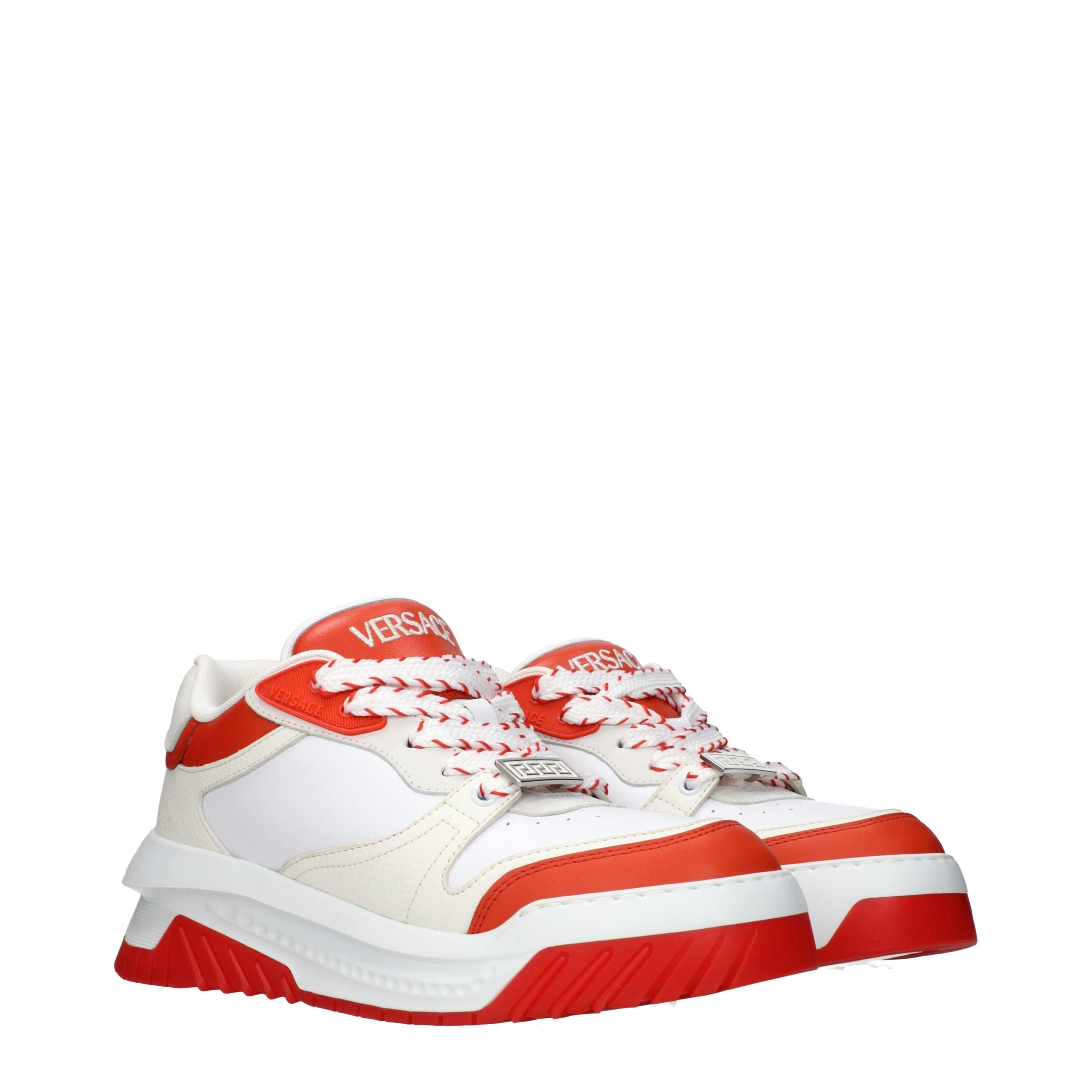 Weiße Leder-Sneaker mit Versace-Logo-Details
