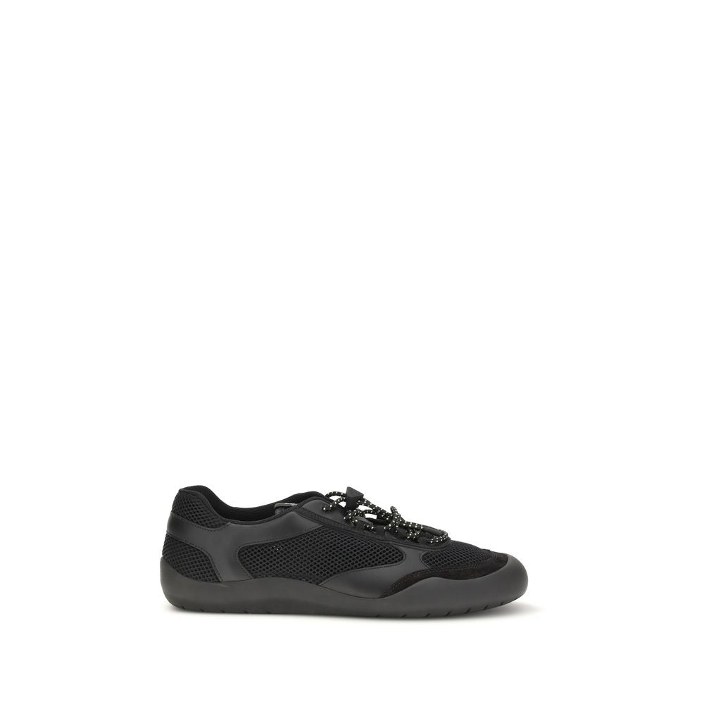 Schwarze Prada-Sneaker aus Leder mit Besatz