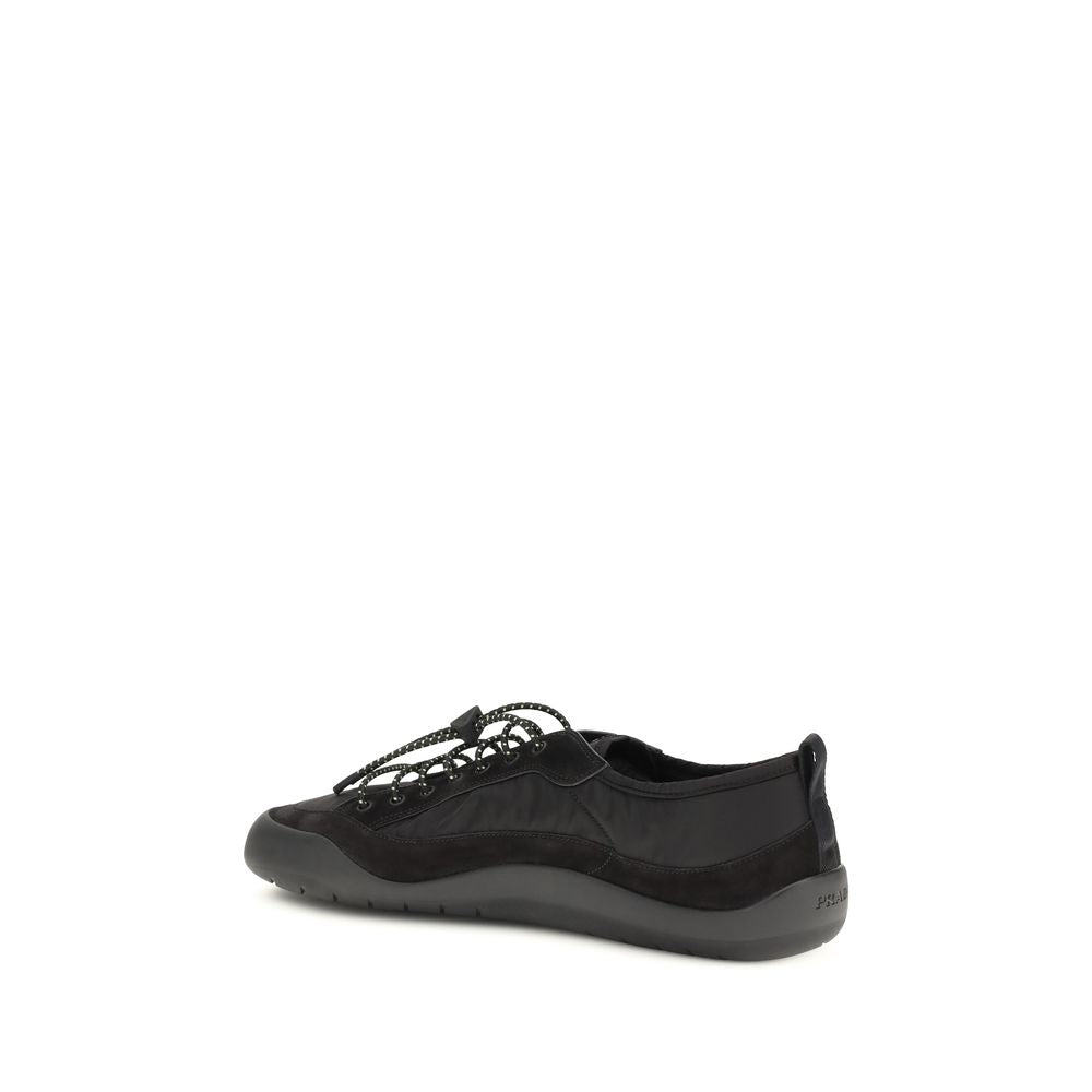 Black Leather & Fabric Prada Athletic Sneakers