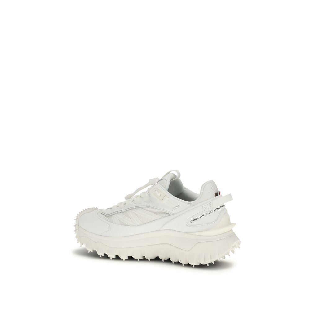 White Leather Synthetic Sneakers with Grip Sole