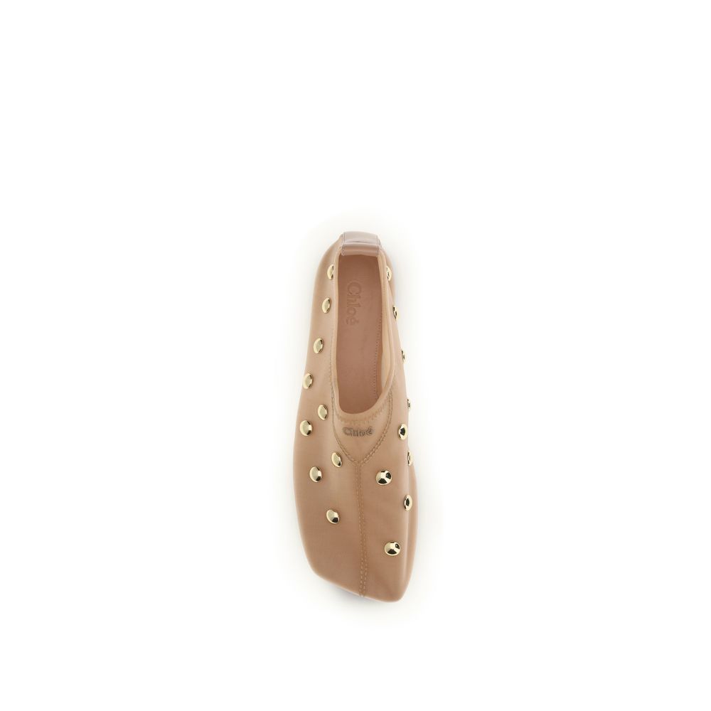 Multicolor Synthetic Ballet Flats with Gold Studs